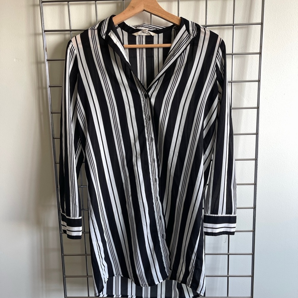 Black and White Striped Blouse